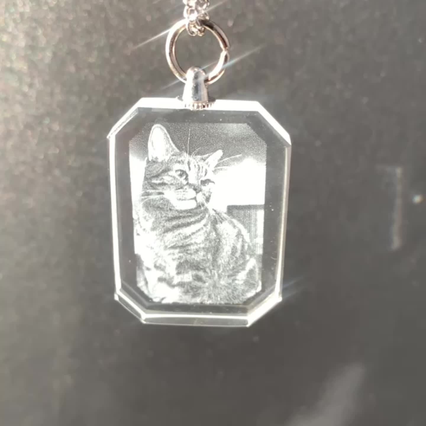 Personalized Cat Memorial Pendant Necklace – Custom Photo Locket with Durable Chain, Glass Keepsake for Pet Lovers, Unique Remembrance Gift for Cat Owners, Cat Jewelry