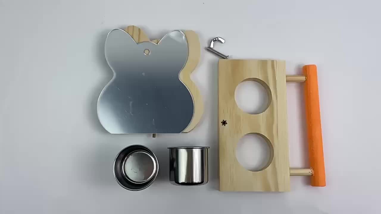 Parrot Bird Food Box Feeder Anti-spray Bird Feeder Tiger Skin Peony Bird Frosted Standing Pole Bird Mirror Supplies - You Can Eat And Play At The Same Time