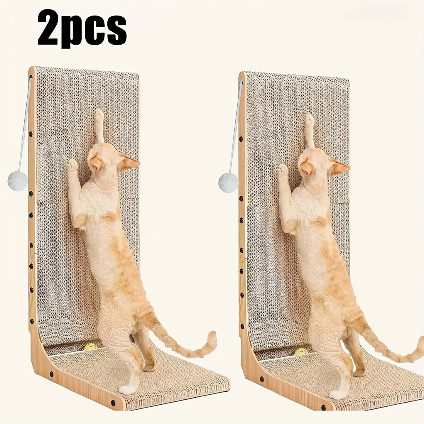 Cat Scratcher, Cat Scratching Post, Cardboard Cat Scratching Board with Ball Toy, Large Vertical L Shape Cat Scratcher Scratch Pads Cat Toys for Indoor Cats