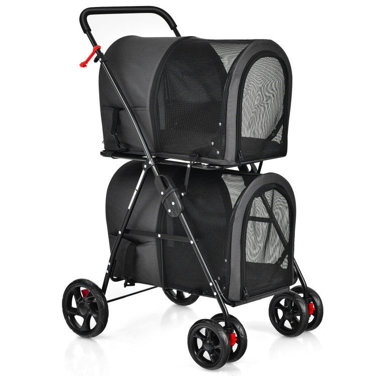 4 - in - 1 Double Pet Stroller with Detachable Carrier and Travel Carriage - One Stop Shop 4 Pets