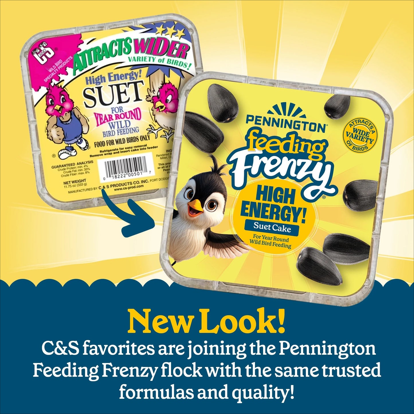 1-Pack (11.75oz) High-Energy Suet Cake with Whole Sunflower - Heavy-Duty Bird Food for Winter, Nesting, Migration - Attracts Cardinals, Chickadees, Woodpeckers, Titmice - Long-Lasting Formula, Easy-to-Use Suet Feeder Cake - A