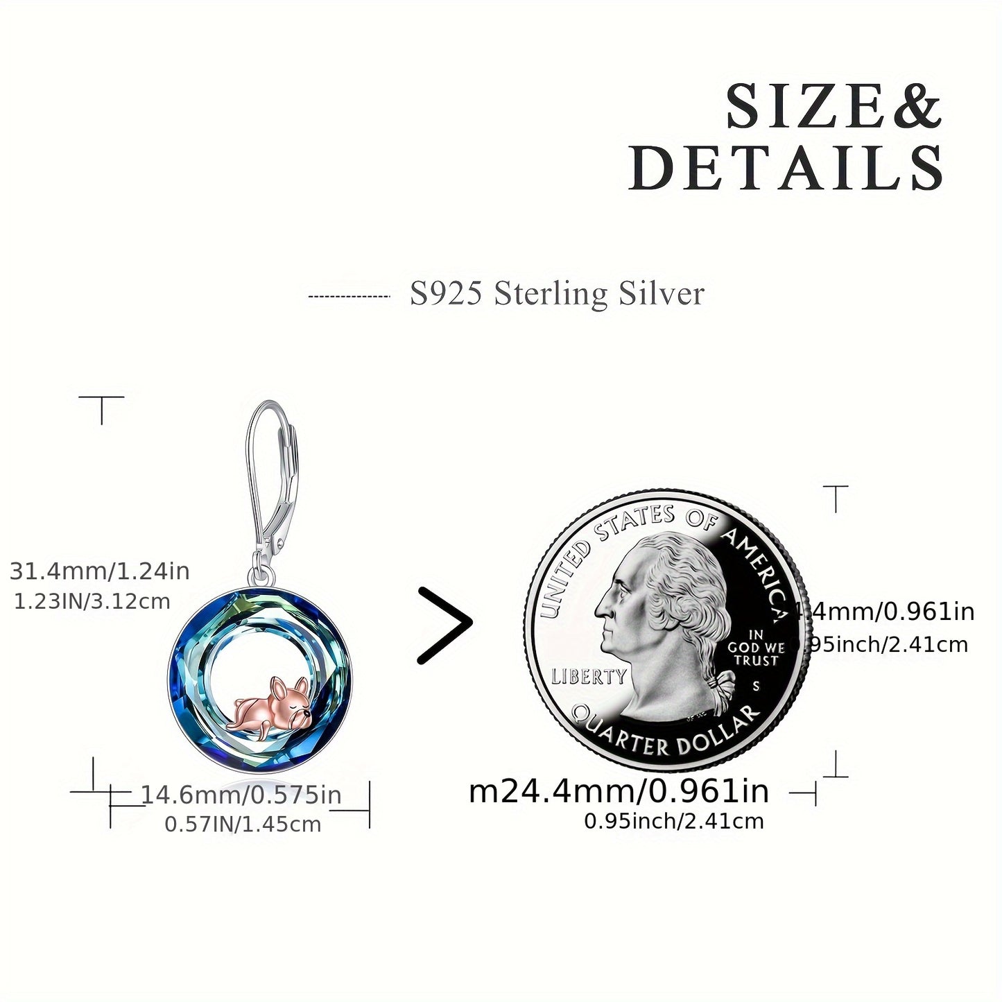 French Bulldog Leverback Earrings 925 Sterling Silver Blue Pug Dog Jewelry Gifts For Women