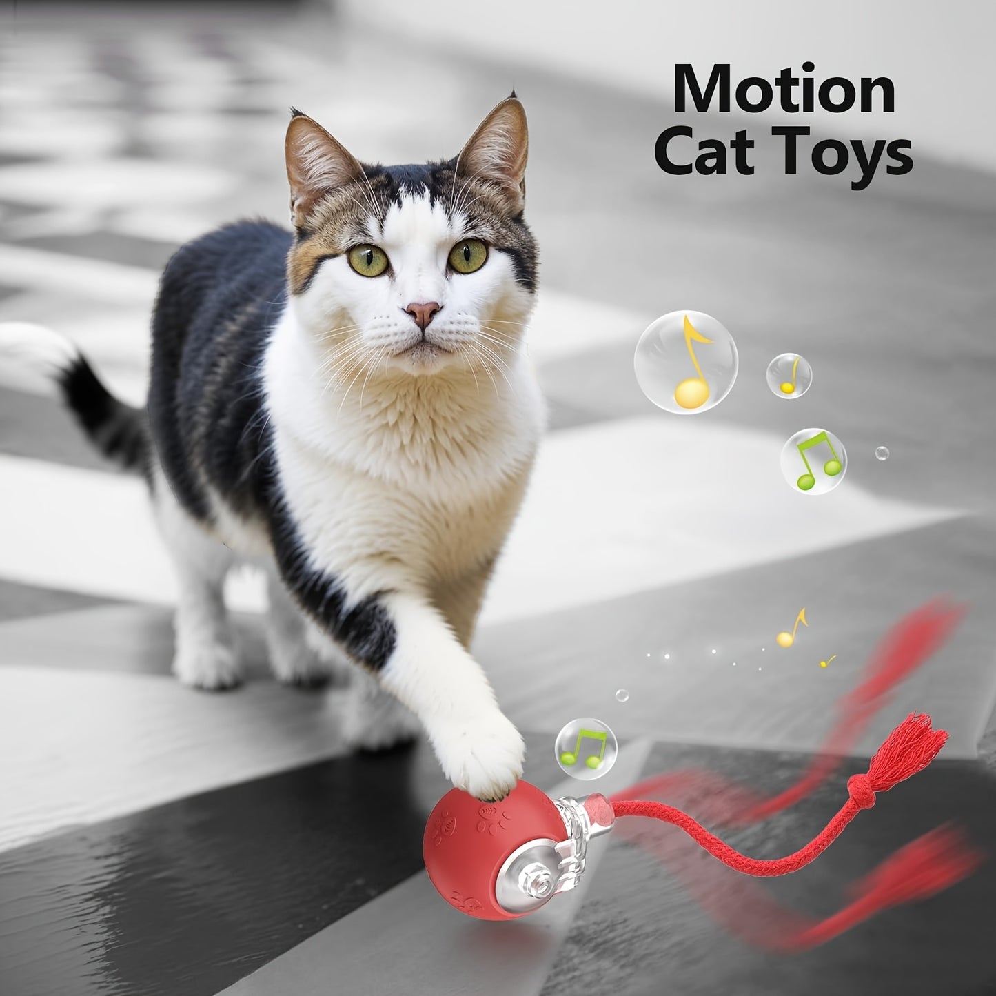Cat Toys For Indoor Cats, Interactive Cat Toy, USB Rechargeable, Fast Rolling Dog Ball Toy On Rug, Bird Chirping & Motion Activated Cat Ball, Anti-Depression Pet Toy Fun Gift With Light