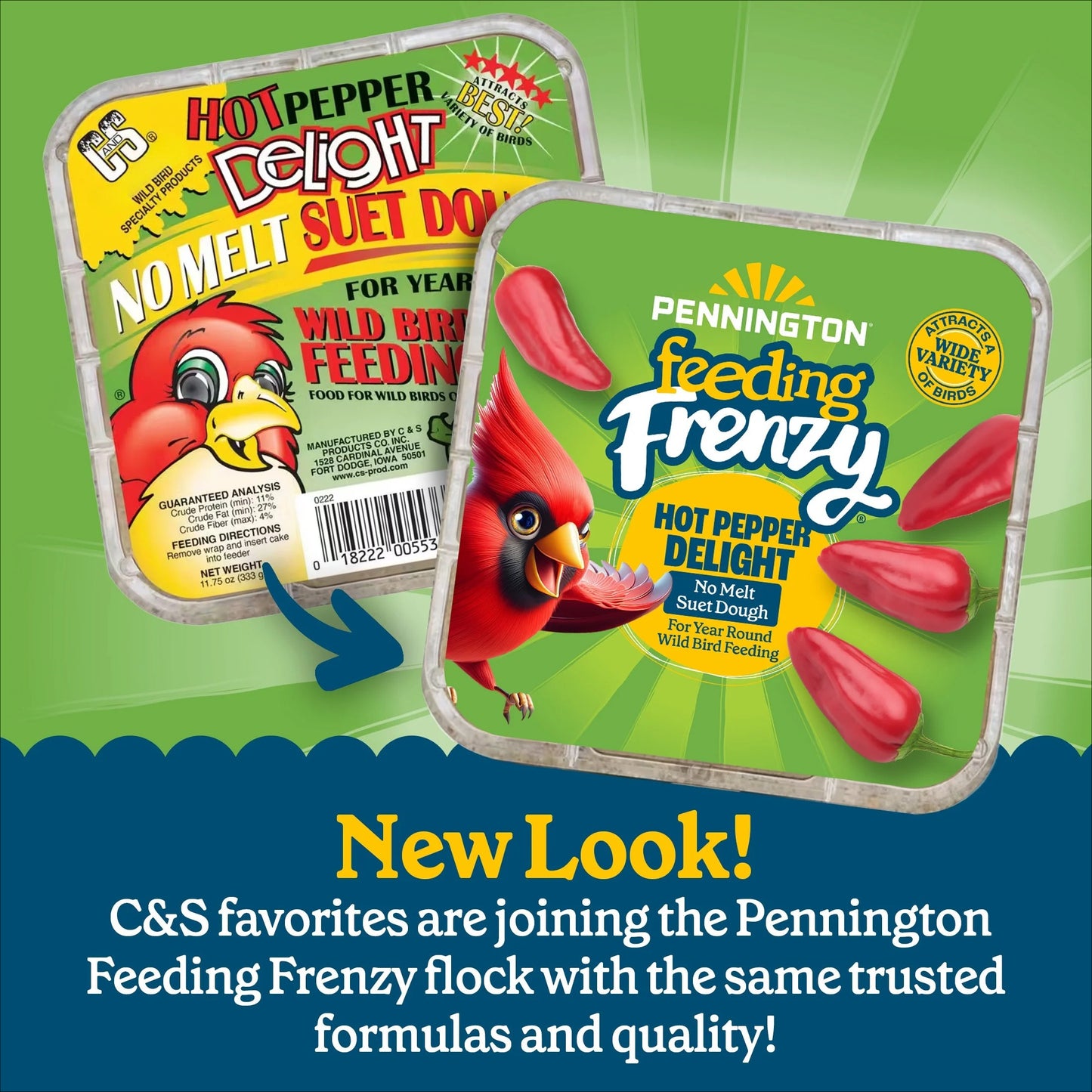 1 Pack No Melt Suet Dough Bird Food - Hot Pepper Formula with Red Pepper & Suet, High-Fat Wild Bird Suet Cake | Squirrel & Backyard Pest Deterrent, Attracts Cardinals, Wrens, Chickadees, Nuthatches | Year-Round Feeding, Easy-