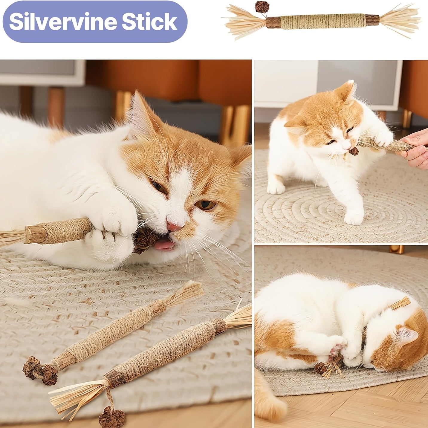 Cat Toys for Indoor Cats- 7pcs Emrichment with Speedy Tail Moving Ball, Chirping Bird, Silvervine Sticks, Chew Rope, 2 Cat Ball, Caterpillar, Interactive Cat Toys for Bored Indoor Adult Cats, Cats Accessories And Supplies, Fe