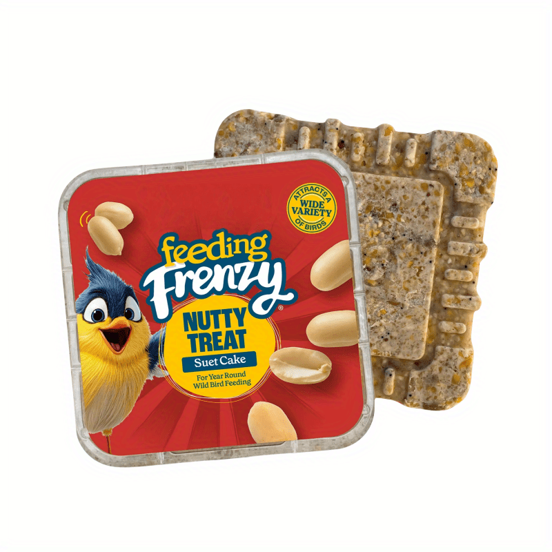 1 Pack (11.75oz) High-Fat Dry Suet Cakes - Nutty Flavor Wild Bird Food, Attracts Titmice, Nuthatches, Chickadees, Woodpeckers | No Waste Formula, Year-Round Feeding, Easy-to-Use Outdoor Treat for Backyard Bird Feeders | Batte