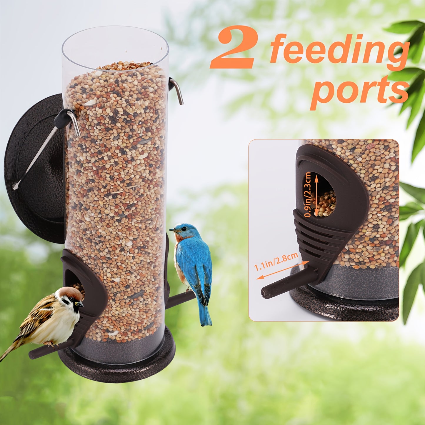 8-Bag Bird Food & 4 Feeder Set: 4 Outdoor Hanging Tube Bird Feeders + 8 Bags Of High-Nutrition Mixed Bird Food, Ready to Use Right Out Of The Box, No Need to Buy Extra Bird Food, Perfect Holiday Gift, Birds' Favorite!