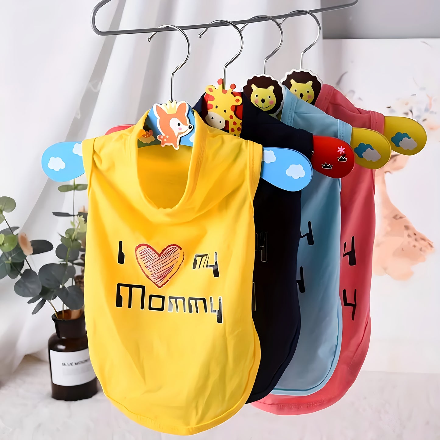 4 Pack Dog T-Shirts, Embroidered "I Love My Mom" Pet Shirt, Sleeveless Pet Vest, Dog Shirt, Dog Clothes, Breathable Summer Dog Vest For Small, Medium And Large Dogs