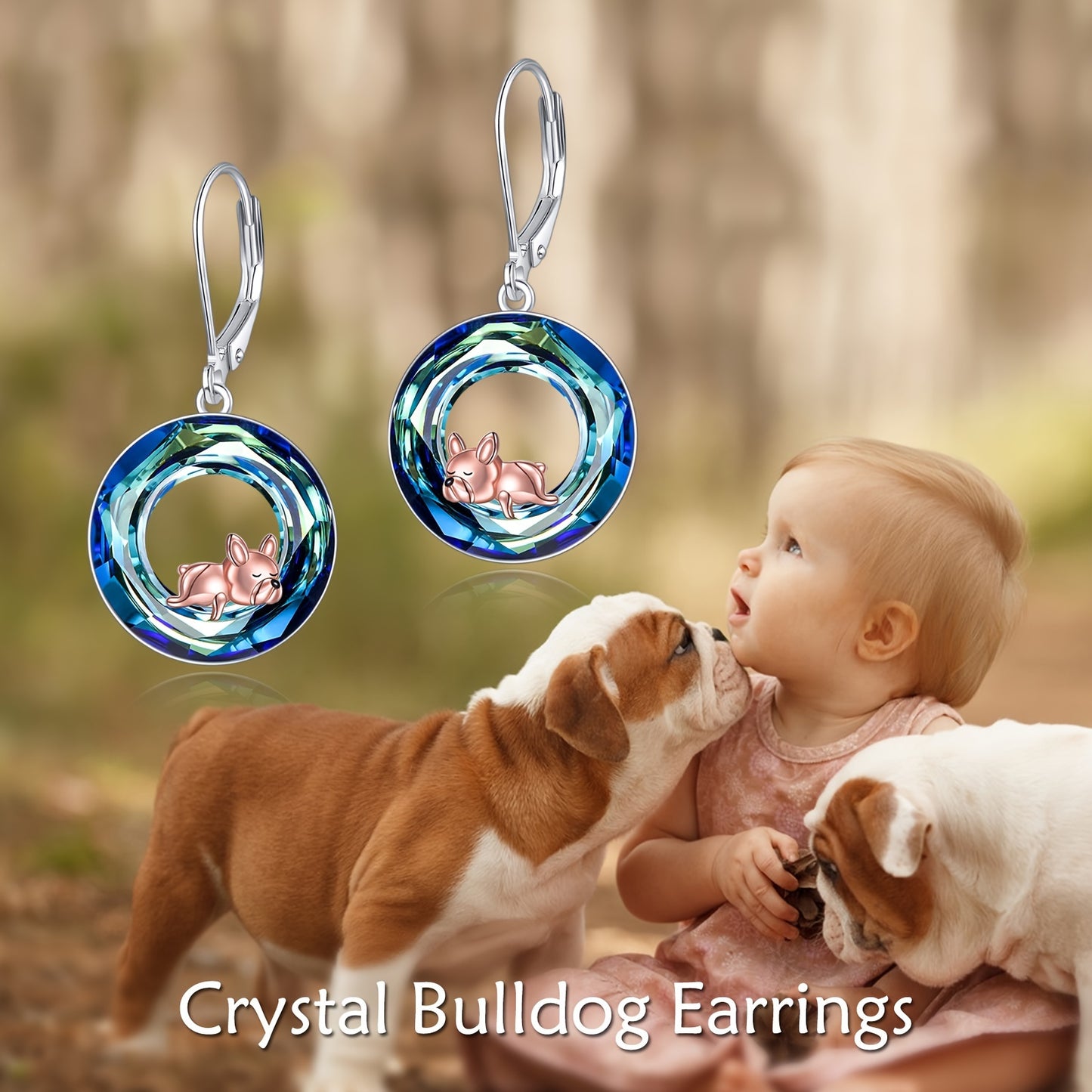 French Bulldog Leverback Earrings 925 Sterling Silver Blue Pug Dog Jewelry Gifts For Women