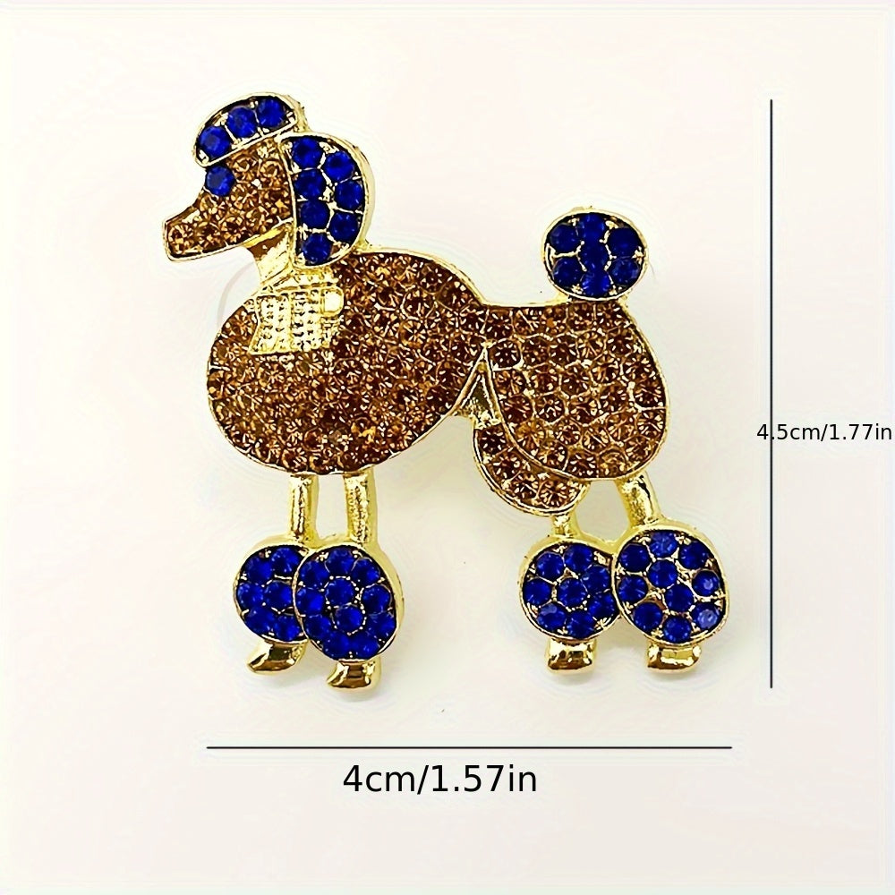 SIGMA GAMMA RHO Poodle Brooch Pin – Elegant Rhinestone Dog Jewelry for Women, Golden-Tone with Blue & White Gemstones, Perfect for Sorority Events, Thanksgiving, Teacher's Day, Graduation, or Carnival, Festive Brooch Pin |
