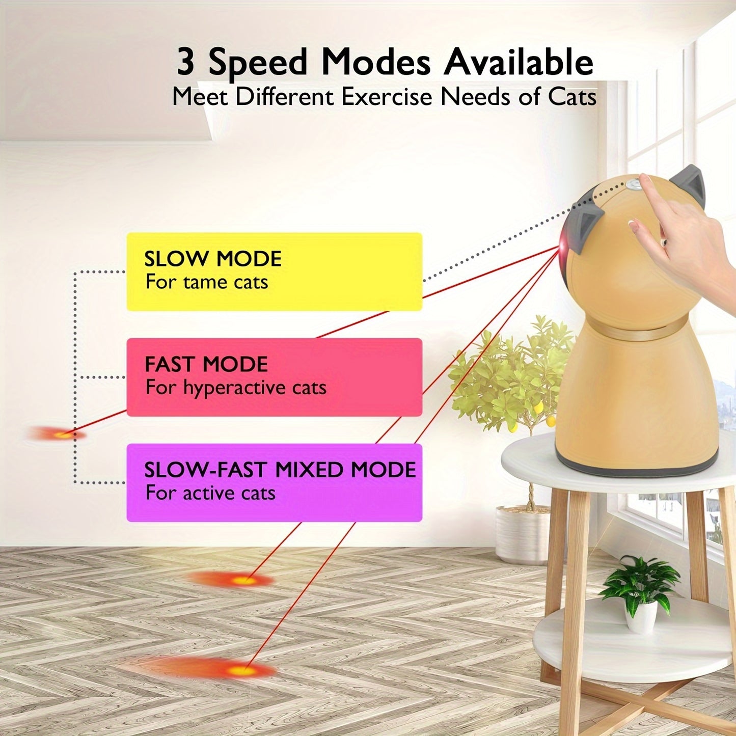 Valonii Interactive Cat Laser Toy Automatic for Indoor Cats, [2024 Newly Upgraded] Real Random Trajectory Rechargeable Laser Pointer Cat Toys for Indoor Cats/Kittens/Dogs