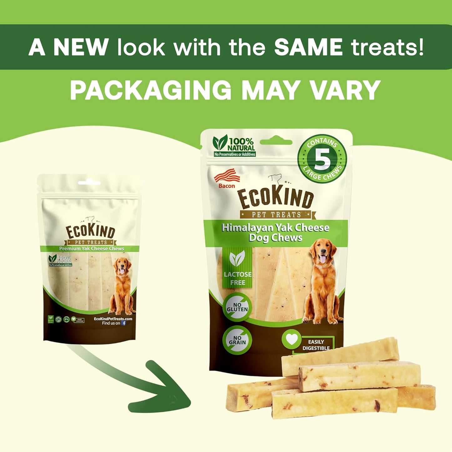 Bacon Flavor Gold Yak Chews for Large Dogs (1 lb to 5lb Bags) - One Stop Shop 4 Pets