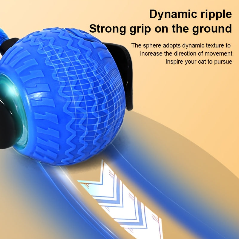 Interactive LED Cat & Dog Toy Ball - Rechargeable, Durable Striped Plastic with 3 Exercise Modes, USB Charging, Polka Dot Pattern, Perfect for Small to Medium Breeds, Promotes Playful Engagement and Mental Stimulation, Cat An