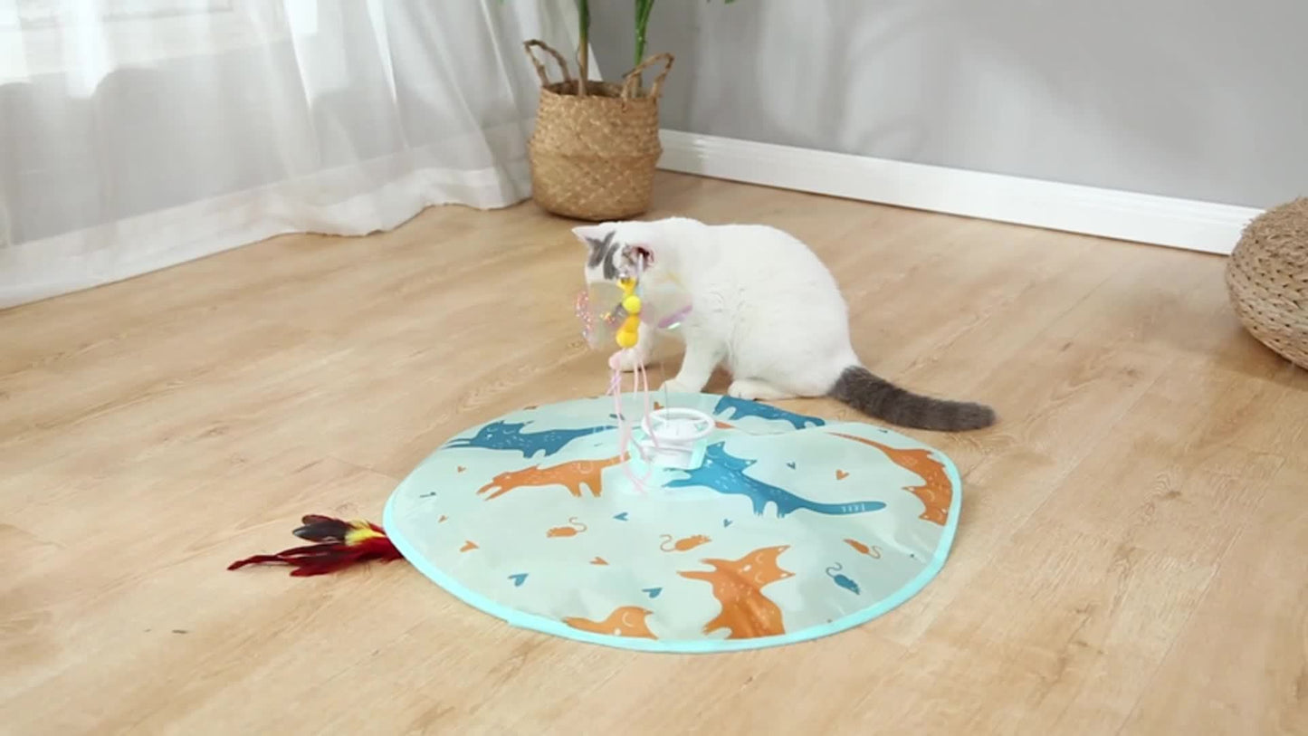 Valonii 2-in-1 Rechargeable Motion Activated Interactive Cat Toys - Long Lifetime Motor, Butterfly/Feather Wand - For Indoor Cats - Exercise & Entertainment - Perfect Gift for Cat Owners