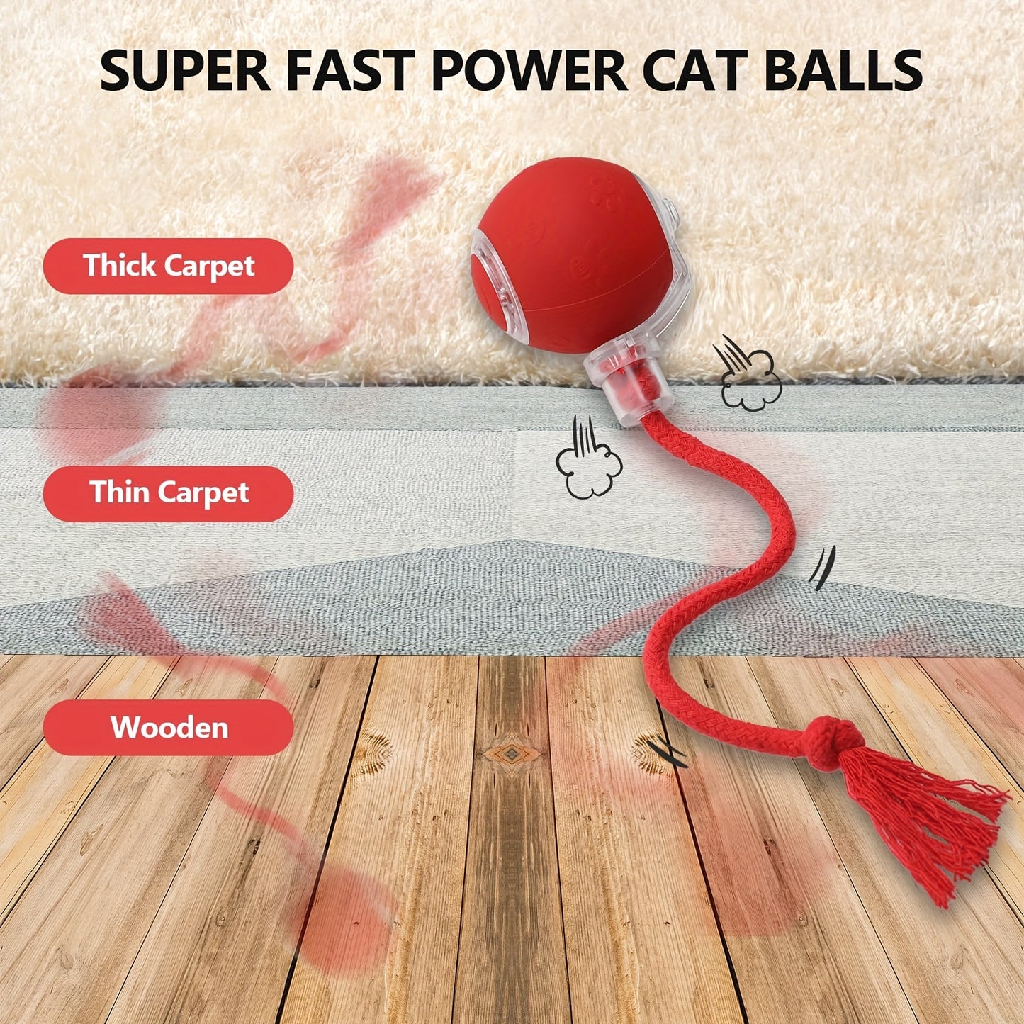 Cat Toys For Indoor Cats, Interactive Cat Toy, USB Rechargeable, Fast Rolling Dog Ball Toy On Rug, Bird Chirping & Motion Activated Cat Ball, Anti-Depression Pet Toy Fun Gift With Light