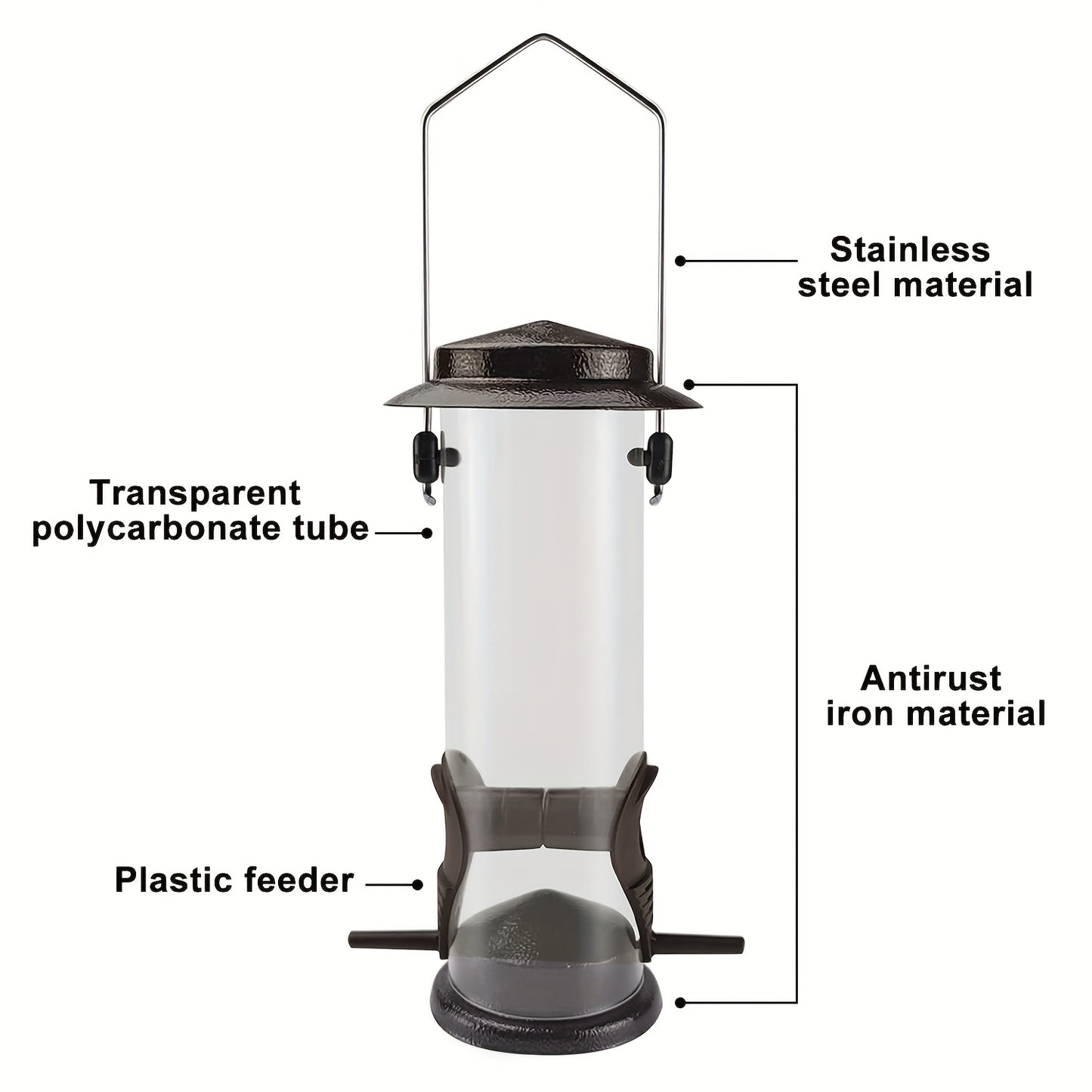 8-Bag Bird Food & 4 Feeder Set: 4 Outdoor Hanging Tube Bird Feeders + 8 Bags Of High-Nutrition Mixed Bird Food, Ready to Use Right Out Of The Box, No Need to Buy Extra Bird Food, Perfect Holiday Gift, Birds' Favorite!