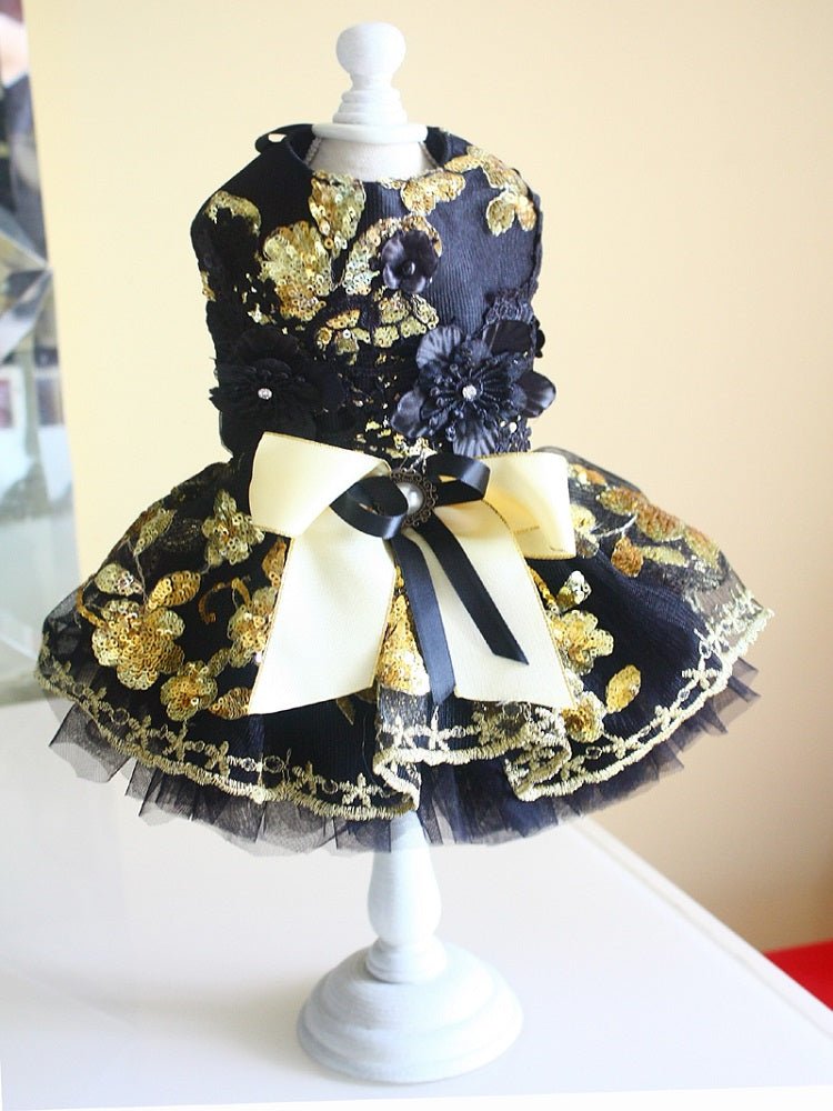 Unique Design Floral Sequin Pet Clothes Luxury Tutu Dogs Dress Perfect for Weddings Birthdays - One Stop Shop 4 Pets