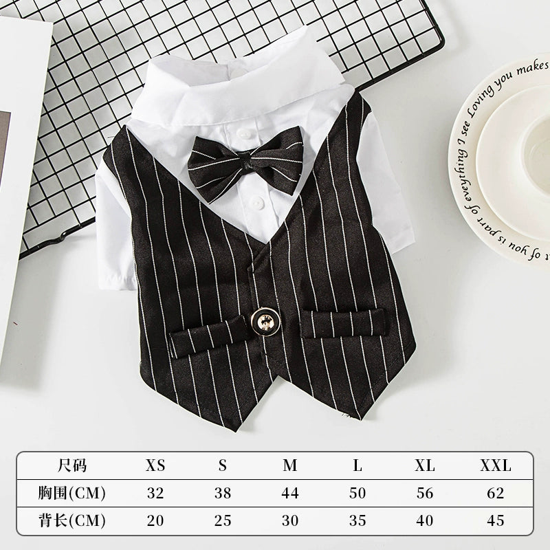 Pet Dog Cat Clothes Spring and Summer Thin Business Suit Jarre Aero Bull Puppy Teddy Small Size Dogs Wedding Dress