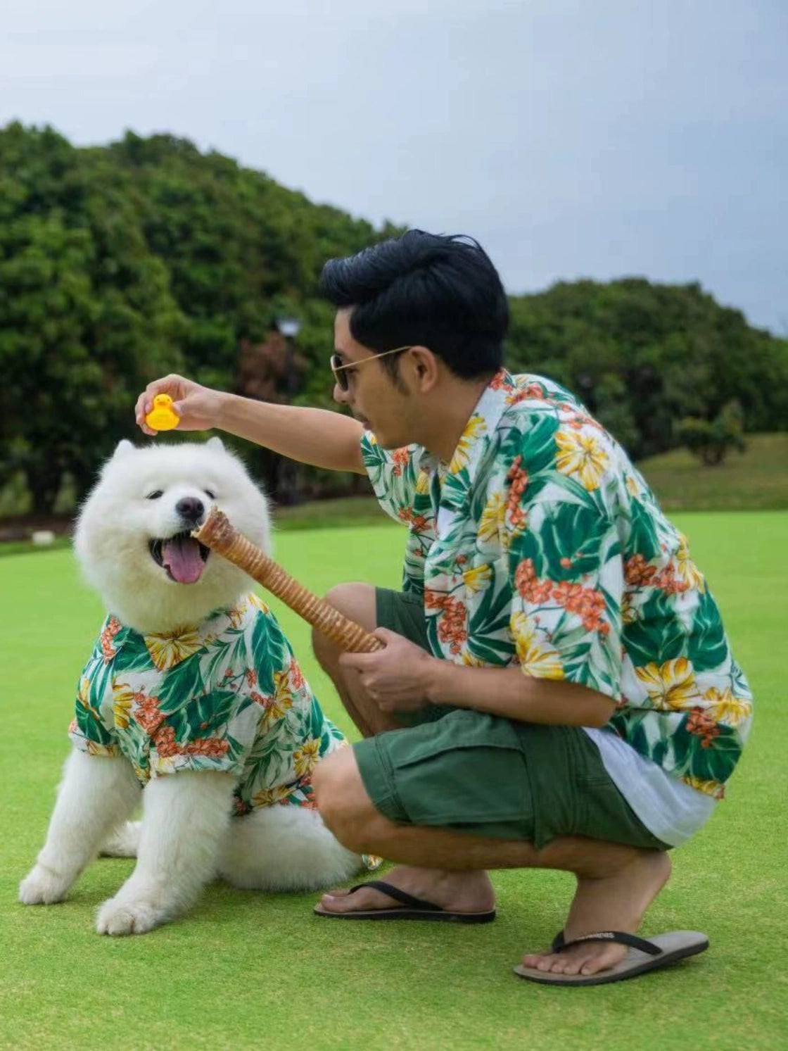Dog Owner Parent-Child Clothes Hawaii Vacation Style Samoyed Golden Retriever/Border Collie Medium Large Dog Pet Clothes