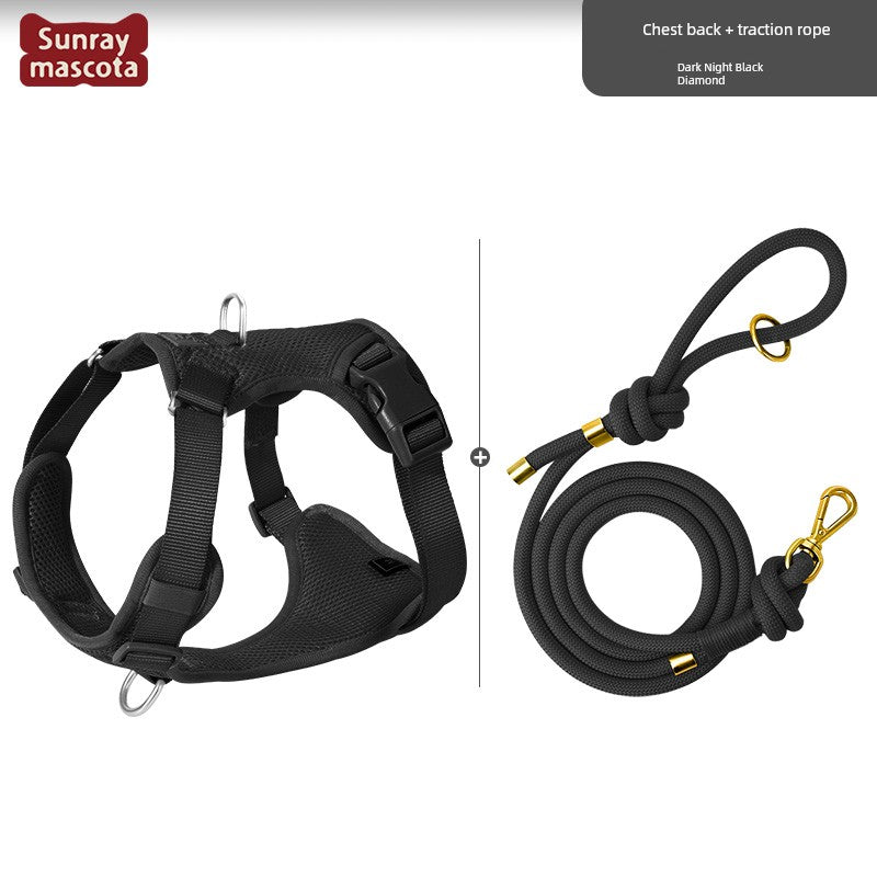 Sunraymascota Dog Breast Strap Pet Vest Vest Small and Medium-Sized Dogs Anti Breaking Loose Hand Holding Rope