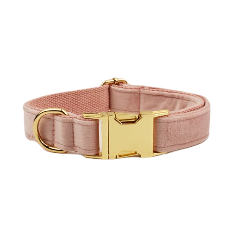 Personalized Dog Collar Velvet Puppy Adjustable Collar for Small Medium Big Dogs Collars with Name Customized ID Tag Engraving