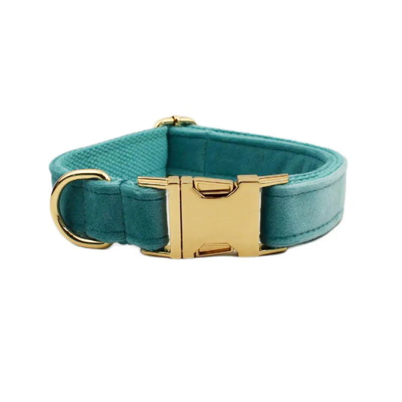 Personalized Dog Collar Velvet Puppy Adjustable Collar for Small Medium Big Dogs Collars with Name Customized ID Tag Engraving