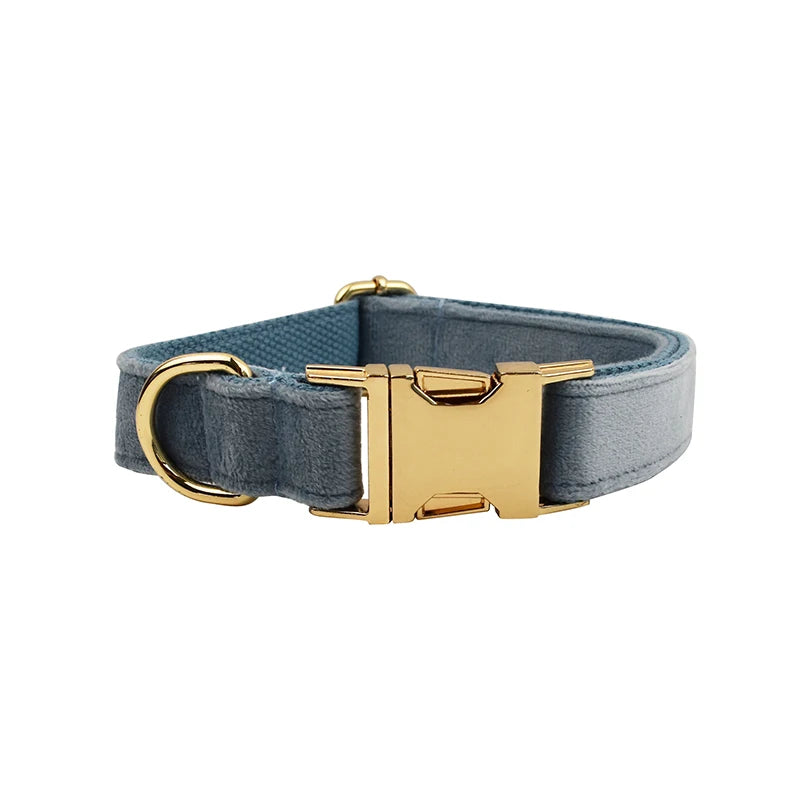 Personalized Dog Collar Velvet Puppy Adjustable Collar for Small Medium Big Dogs Collars with Name Customized ID Tag Engraving