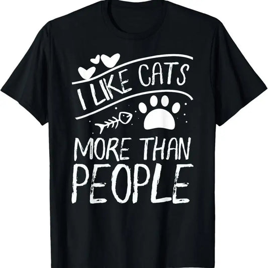 Cat Lover T Shirt I Like Cats More Than People