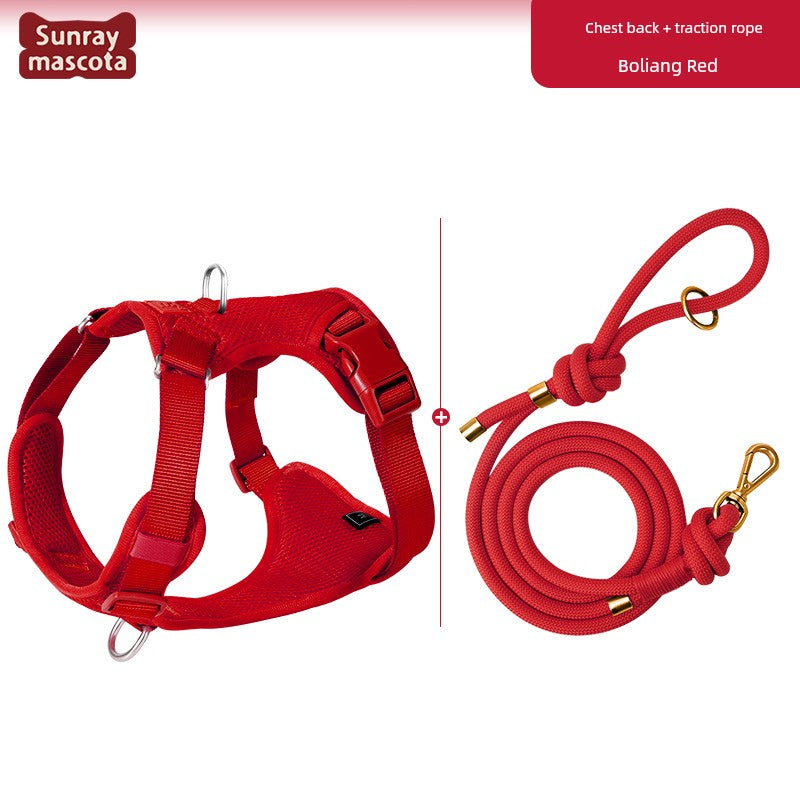 Sunraymascota Dog Breast Strap Pet Vest Vest Small and Medium-Sized Dogs Anti Breaking Loose Hand Holding Rope