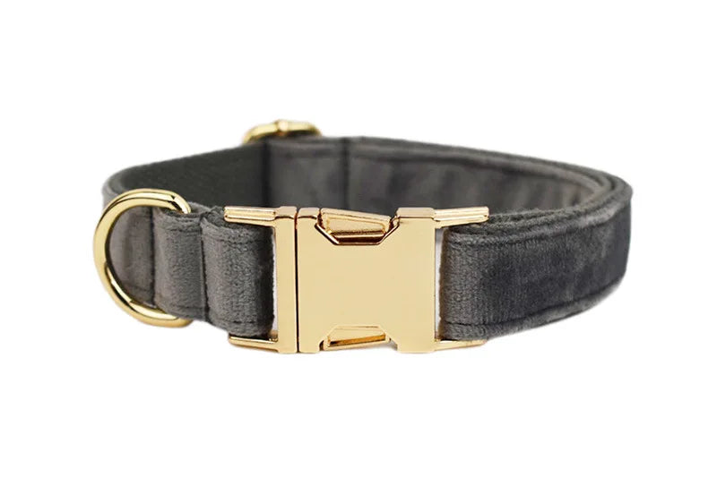 Personalized Dog Collar Velvet Puppy Adjustable Collar for Small Medium Big Dogs Collars with Name Customized ID Tag Engraving