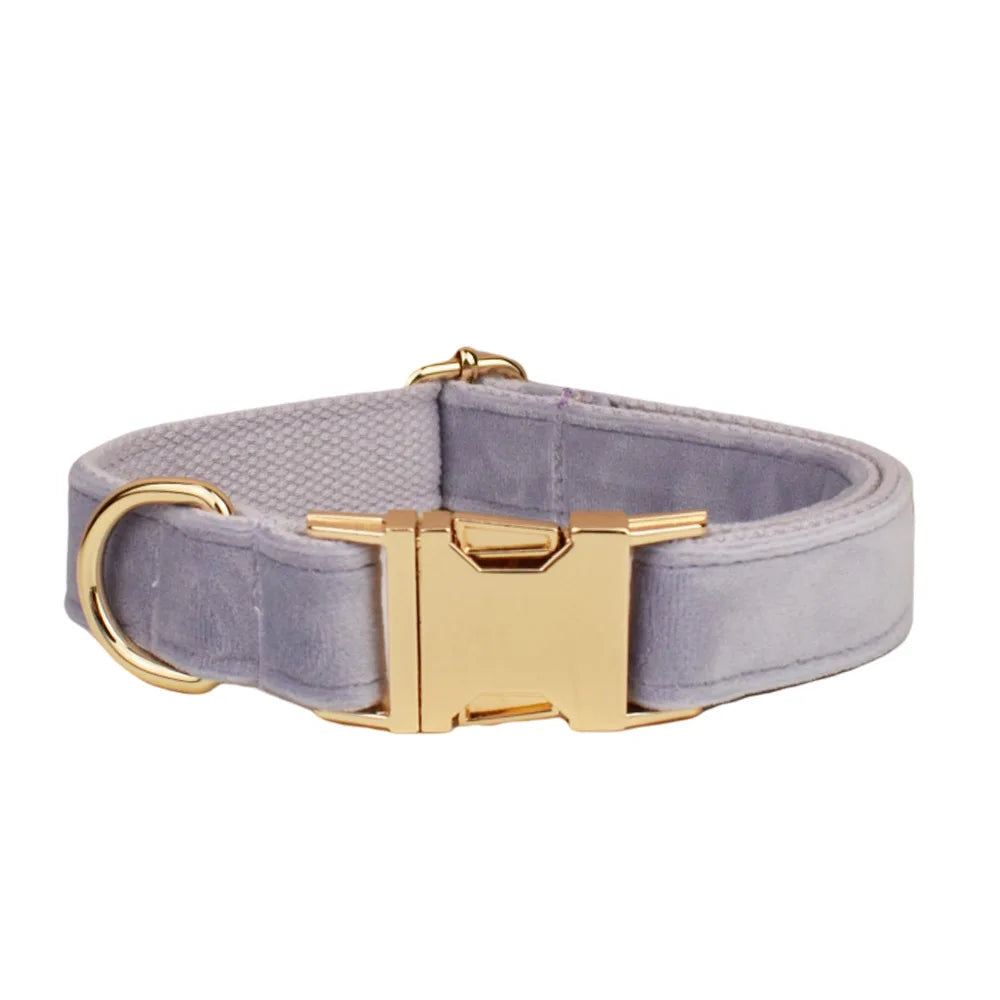 Personalized Dog Collar Velvet Puppy Adjustable Collar for Small Medium Big Dogs Collars with Name Customized ID Tag Engraving