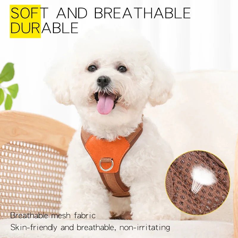 HP374 - Retro Pet Harness for dogs，Adjustable webbing and High - quality PU Leather，Breathable mesh lining. - One Stop Shop 4 Pets