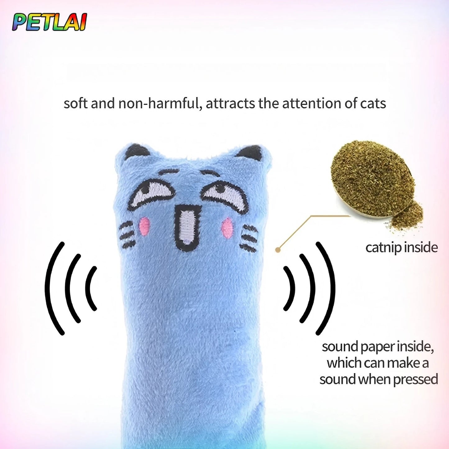 Cat Toy catnip sound paper Funny Emoji toy teeth grinding tease kitten Interactive Bite-resistant sound paper furry cat toy