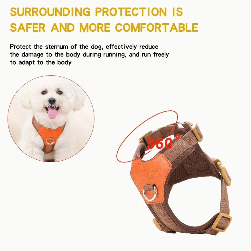 HP374 - Retro Pet Harness for dogs，Adjustable webbing and High - quality PU Leather，Breathable mesh lining. - One Stop Shop 4 Pets