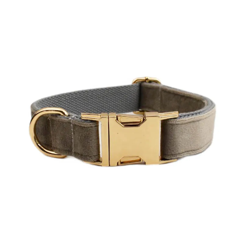 Personalized Dog Collar Velvet Puppy Adjustable Collar for Small Medium Big Dogs Collars with Name Customized ID Tag Engraving