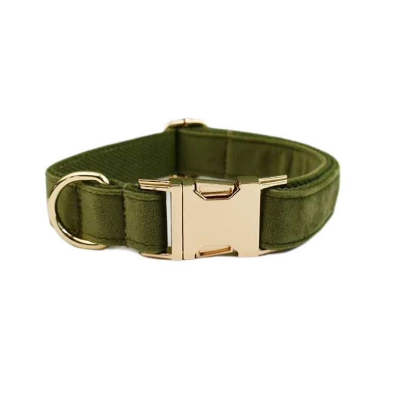 Personalized Dog Collar Velvet Puppy Adjustable Collar for Small Medium Big Dogs Collars with Name Customized ID Tag Engraving