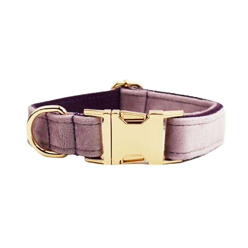 Personalized Dog Collar Velvet Puppy Adjustable Collar for Small Medium Big Dogs Collars with Name Customized ID Tag Engraving