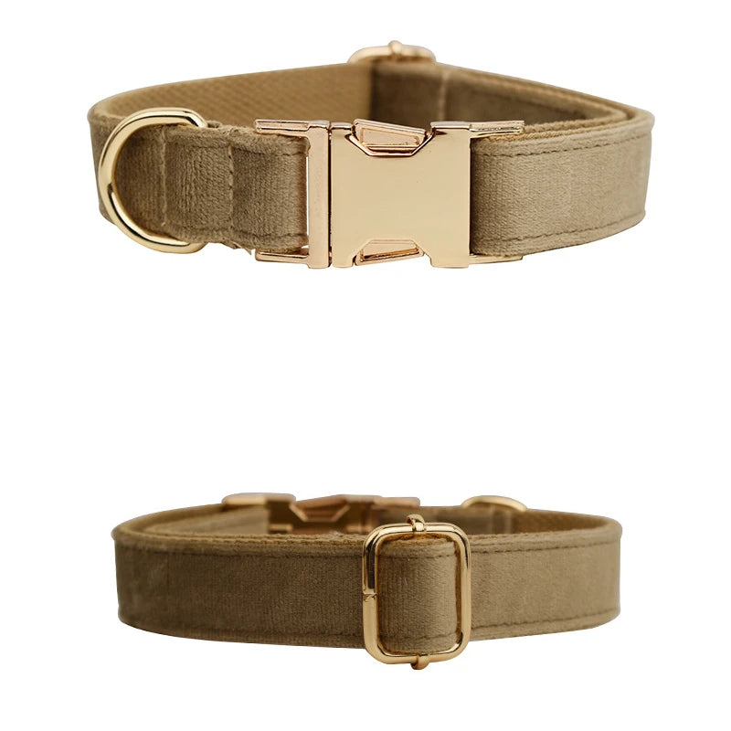 Personalized Dog Collar Velvet Puppy Adjustable Collar for Small Medium Big Dogs Collars with Name Customized ID Tag Engraving