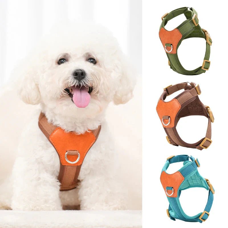 HP374 - Retro Pet Harness for dogs，Adjustable webbing and High - quality PU Leather，Breathable mesh lining. - One Stop Shop 4 Pets