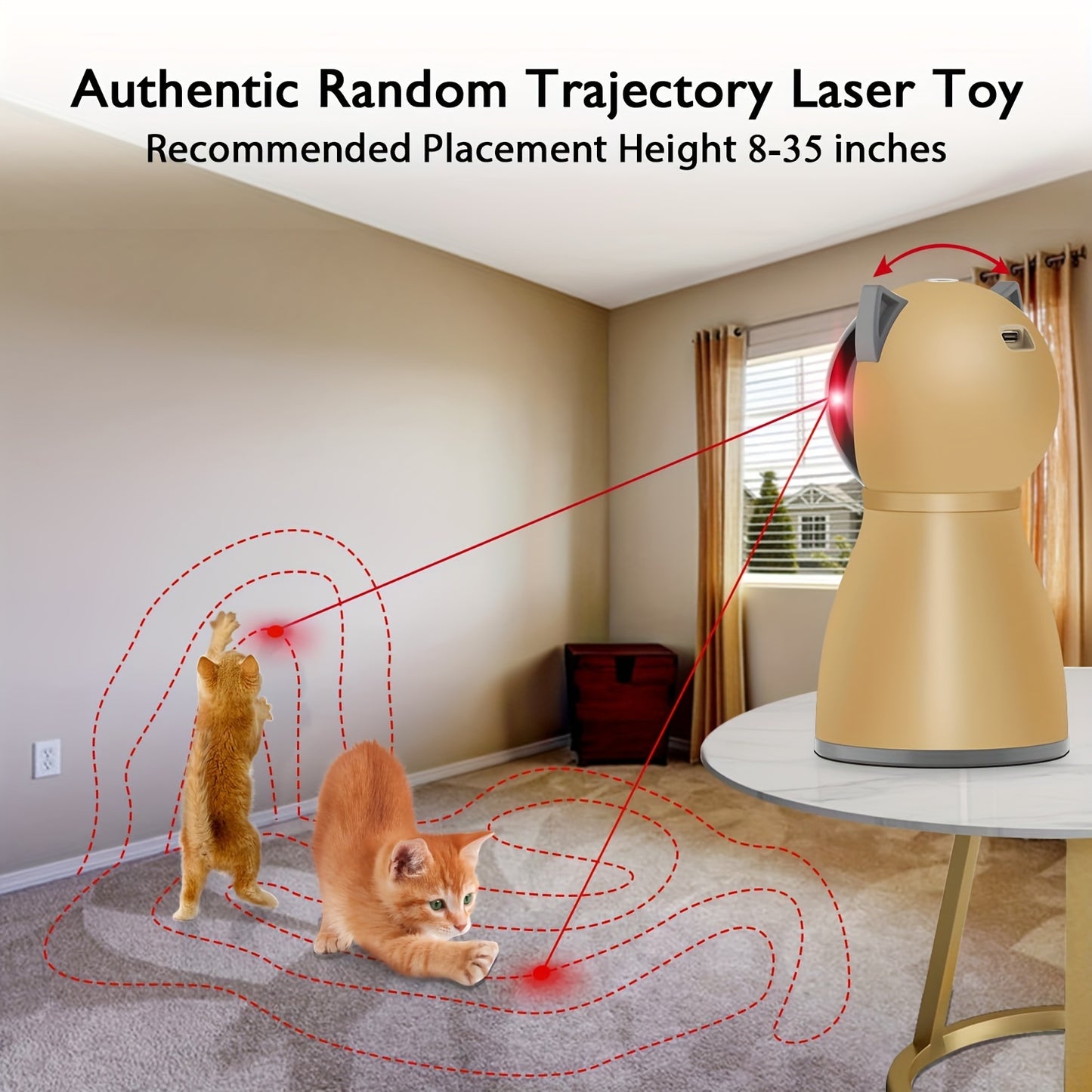 Valonii Interactive Cat Laser Toy Automatic for Indoor Cats, [2024 Newly Upgraded] Real Random Trajectory Rechargeable Laser Pointer Cat Toys for Indoor Cats/Kittens/Dogs