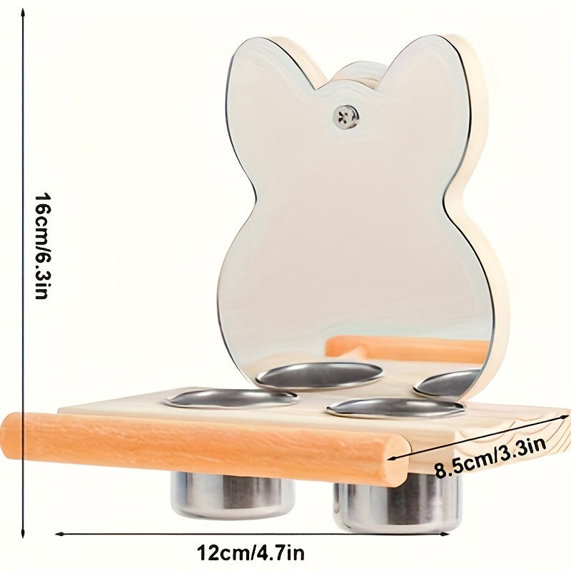 Parrot Bird Food Box Feeder Anti-spray Bird Feeder Tiger Skin Peony Bird Frosted Standing Pole Bird Mirror Supplies - You Can Eat And Play At The Same Time