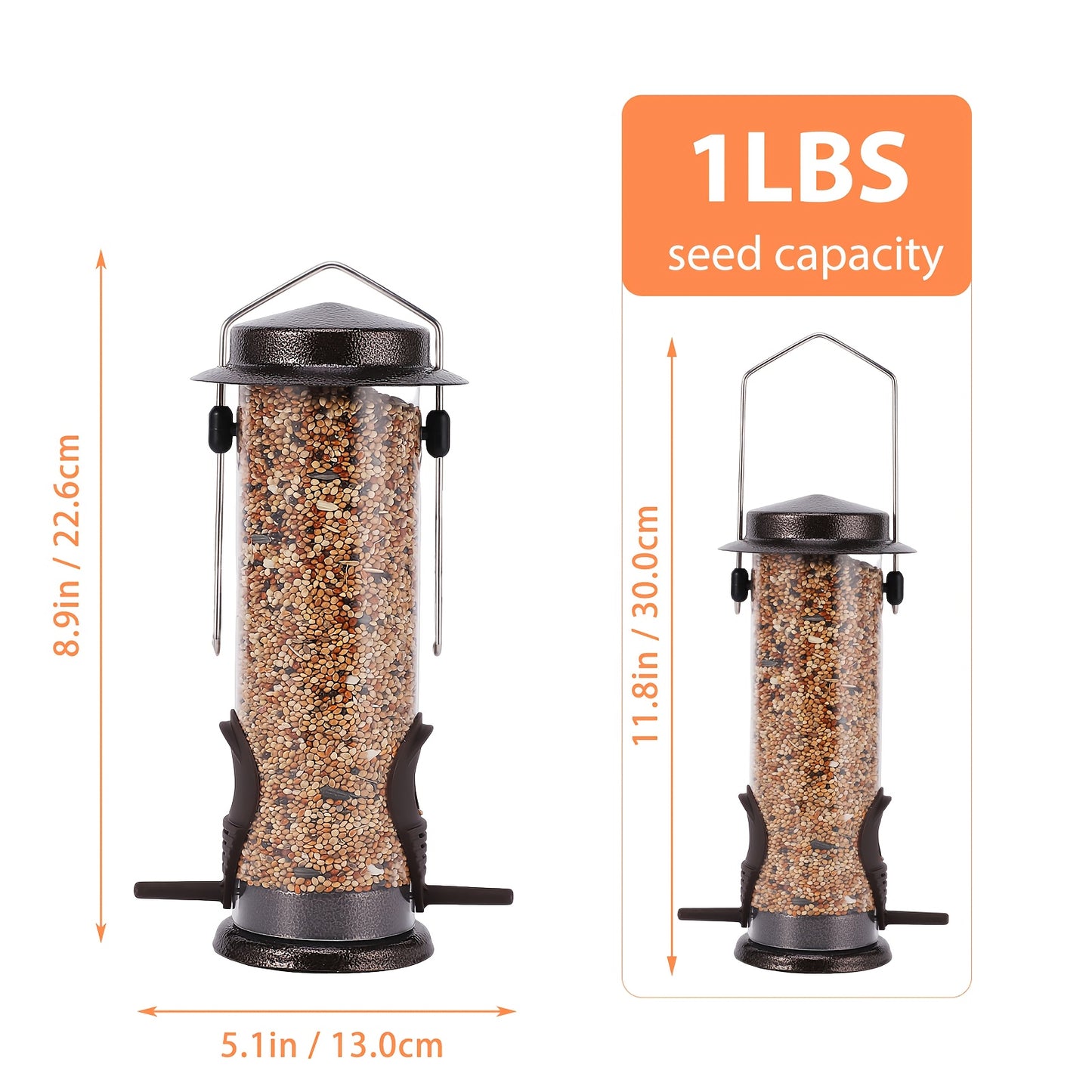 8-Bag Bird Food & 4 Feeder Set: 4 Outdoor Hanging Tube Bird Feeders + 8 Bags Of High-Nutrition Mixed Bird Food, Ready to Use Right Out Of The Box, No Need to Buy Extra Bird Food, Perfect Holiday Gift, Birds' Favorite!