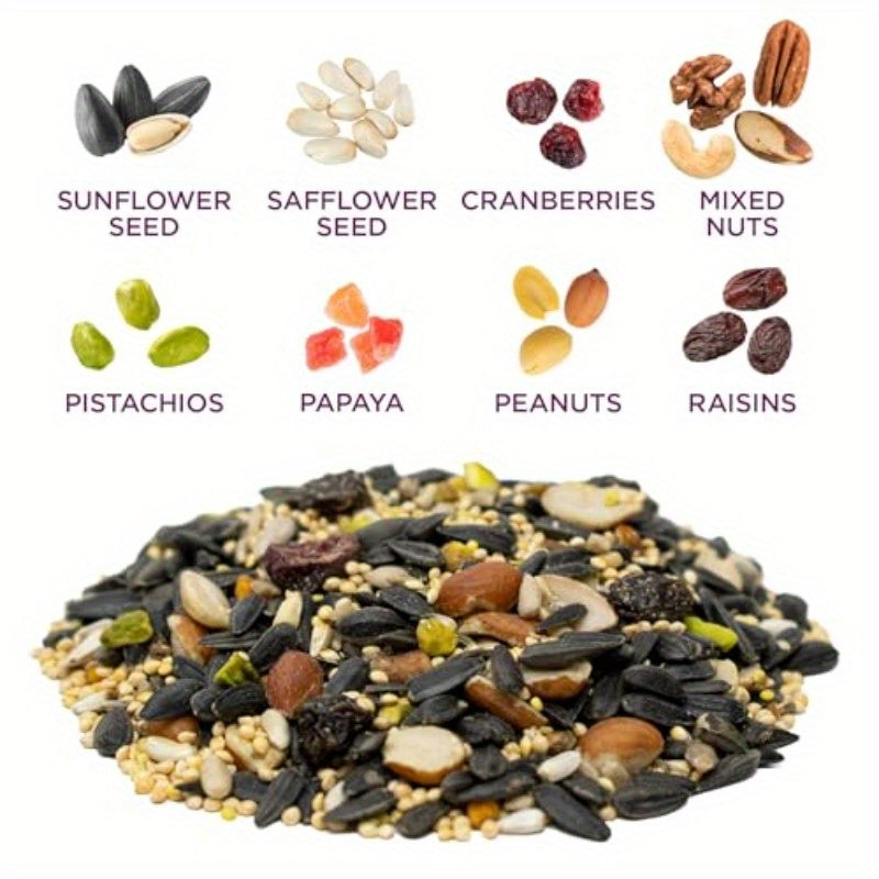 Nut Fruit Wild Bird Seed 15 lb. Premium Blend with Sunflower Seeds Peanuts Safflower Dried Fruit Bird Food for Outside Feeders