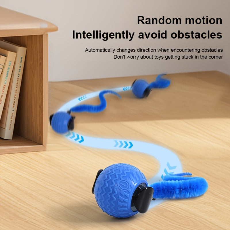 Interactive LED Cat & Dog Toy Ball - Rechargeable, Durable Striped Plastic with 3 Exercise Modes, USB Charging, Polka Dot Pattern, Perfect for Small to Medium Breeds, Promotes Playful Engagement and Mental Stimulation, Cat An