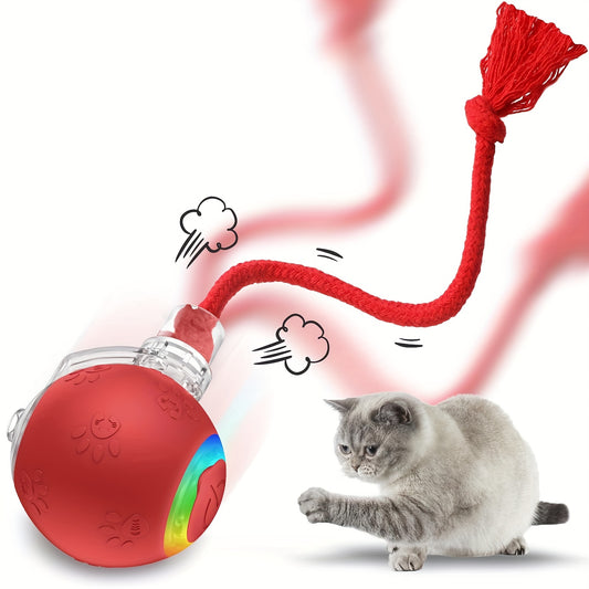 Cat Toys For Indoor Cats, Interactive Cat Toy, USB Rechargeable, Fast Rolling Dog Ball Toy On Rug, Bird Chirping & Motion Activated Cat Ball, Anti-Depression Pet Toy Fun Gift With Light
