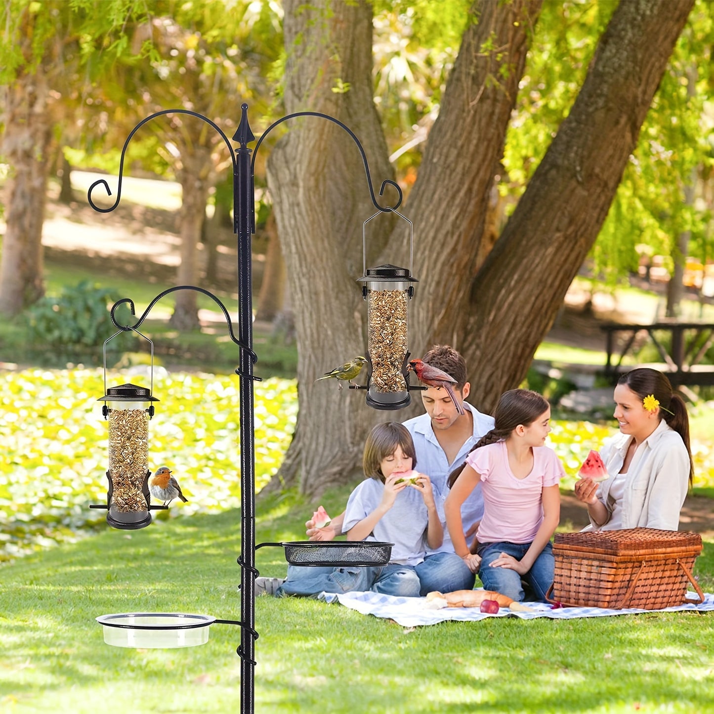 8-Bag Bird Food & 4 Feeder Set: 4 Outdoor Hanging Tube Bird Feeders + 8 Bags Of High-Nutrition Mixed Bird Food, Ready to Use Right Out Of The Box, No Need to Buy Extra Bird Food, Perfect Holiday Gift, Birds' Favorite!