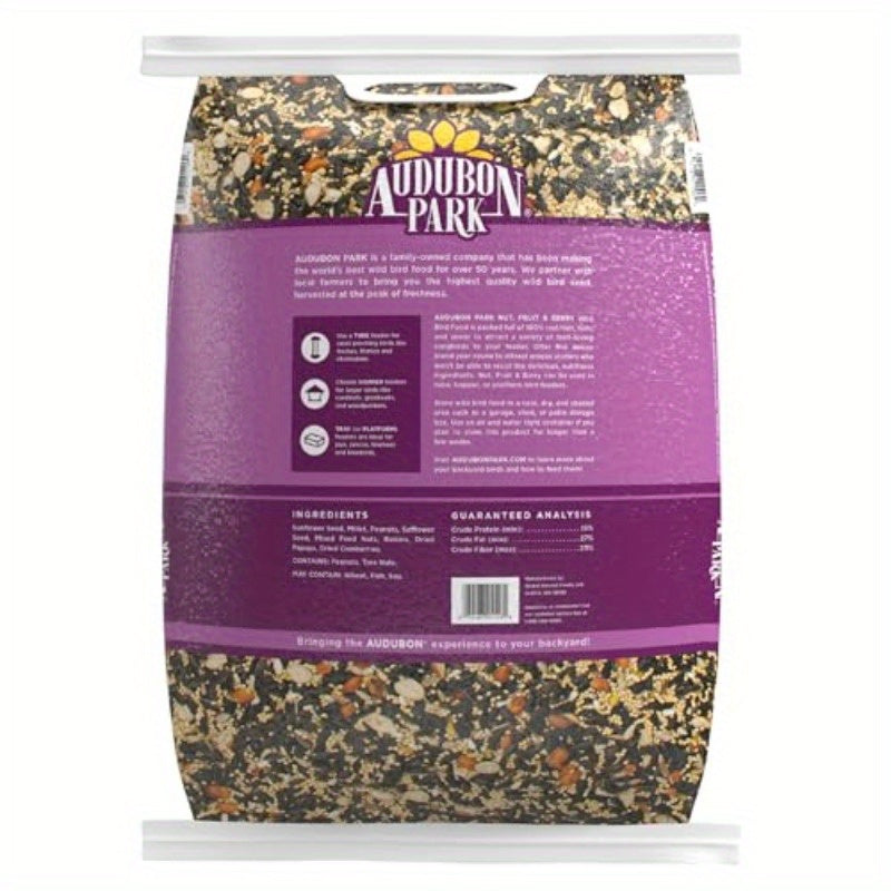 Nut Fruit Wild Bird Seed 15 lb. Premium Blend with Sunflower Seeds Peanuts Safflower Dried Fruit Bird Food for Outside Feeders