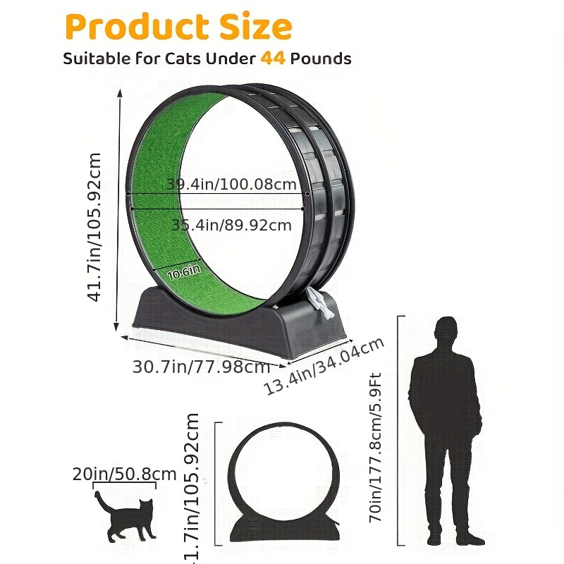 Cat Treadmill M Size 31.5*13.39*33.46inch Patchwork Cat Toys with Simulation Lawn Mat