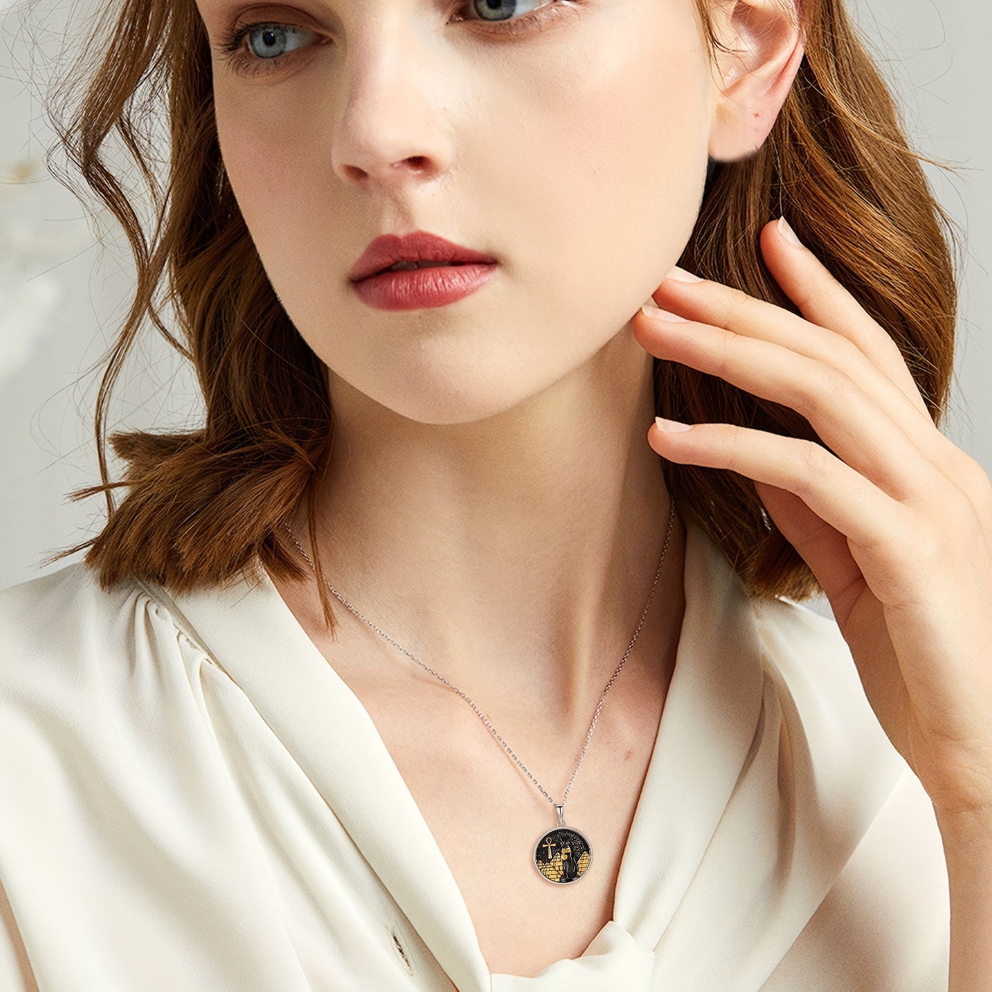 Bastet Cat Necklace Sterling Silver Egyptian Bastet Cat Pendant Necklace Ankh Eye Of Horus Egyptian Cat Jewelry Black Cat Gifts For Women Men