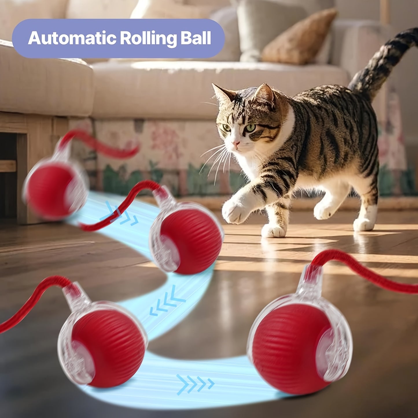 Cat Toys for Indoor Cats- 7pcs Emrichment with Speedy Tail Moving Ball, Chirping Bird, Silvervine Sticks, Chew Rope, 2 Cat Ball, Caterpillar, Interactive Cat Toys for Bored Indoor Adult Cats, Cats Accessories And Supplies, Fe